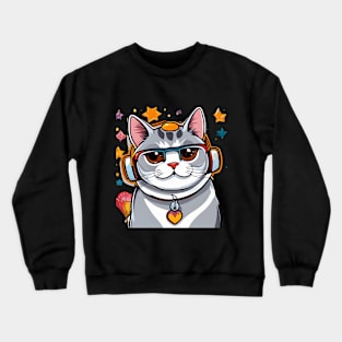 cat funny ilustrator Crewneck Sweatshirt